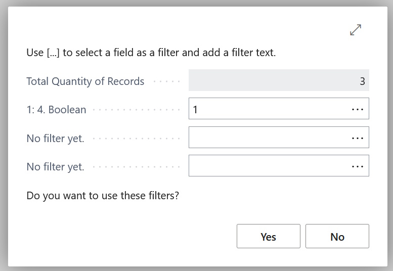 Picture TET - Filtering on Table after Field selection